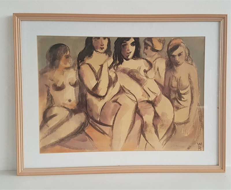 Willus Brenner (1902-1984) «5 weibliche Akte» Mischtechnik 76 x 58 cm