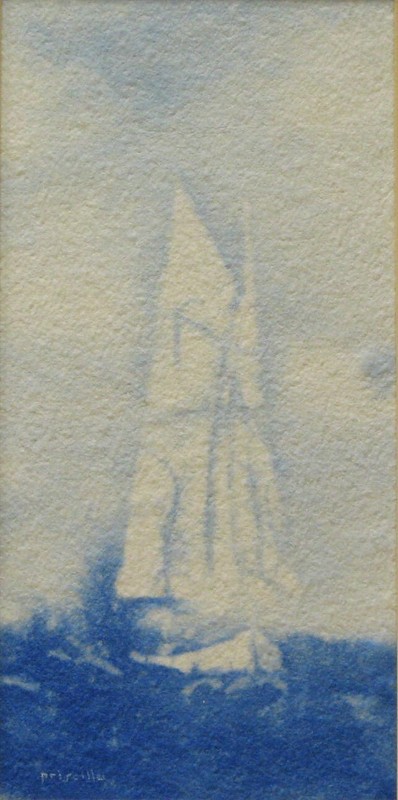 Rare Priscilla Hayes Small Watercolor «Cape Cod Sailing»