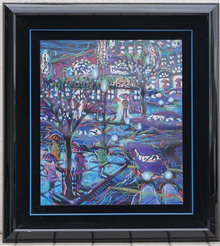 Original Art of Charming Old Town Cafe Oil Painting Signed By The Artist