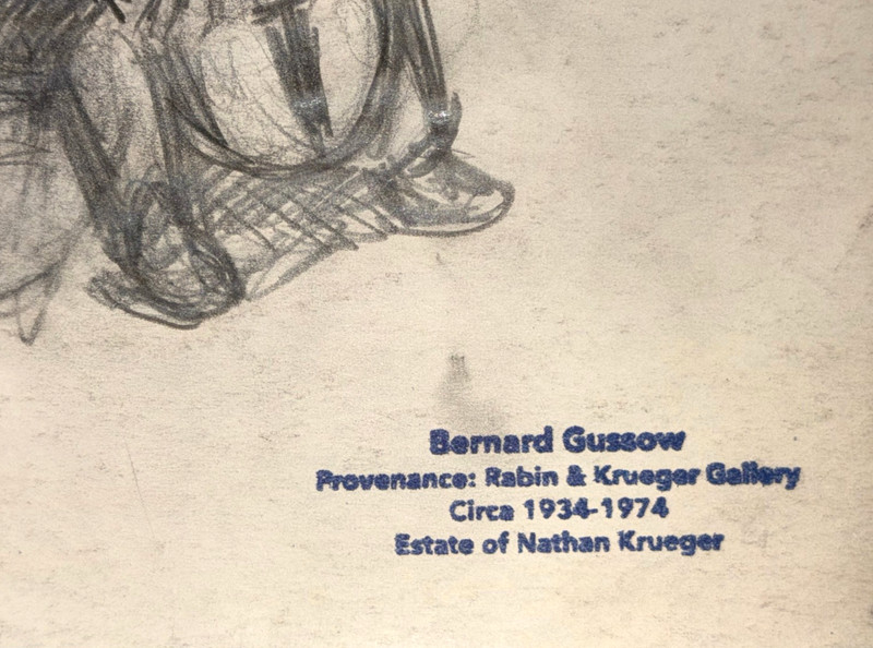 Violinist & Cellist Playing Music Pencil Drawing-Circa 40s-Bernard Gussow gallery