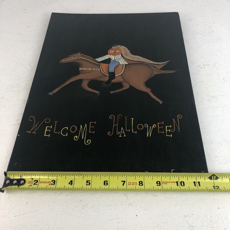 Original Beverly ￼Feick “Welcome Halloween” Painting ￼16x12￼ Signed Folk Art gallery