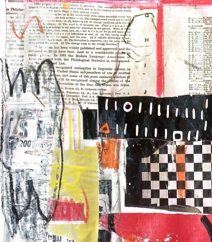 Hand Painted Abstract 11x14 Acrylic Collage Painting on Paper, Holly Hammond gallery