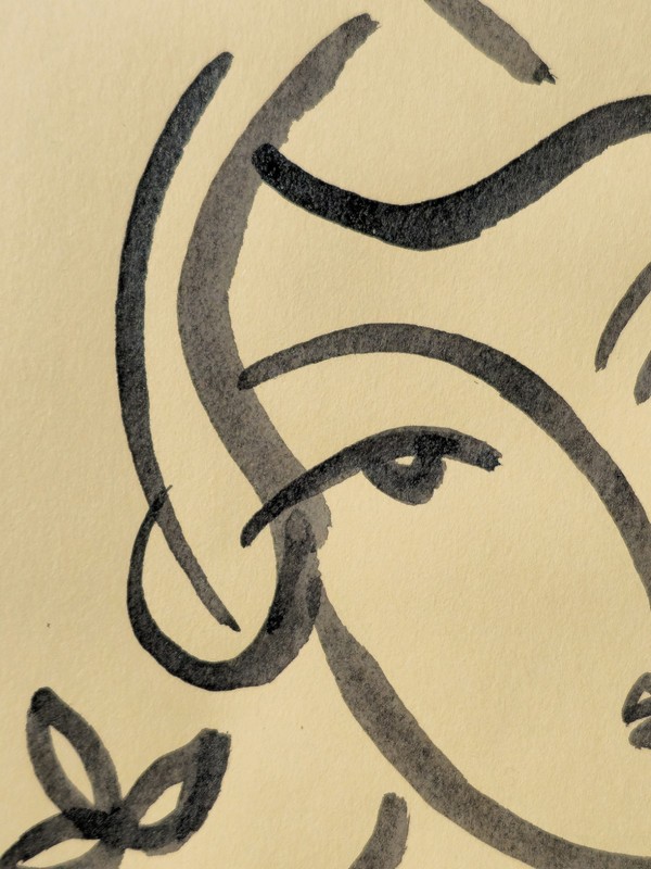 Henri Matisse — Drawing Hand Signed Portrait India Ink on Paper 1947 gallery