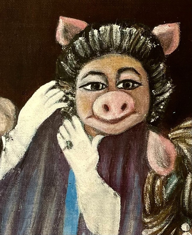 «ELIZABETH TAYLOR as a PIG» L.A. Outsider Artist LEMOINE REDMOND Photocopy PRINT