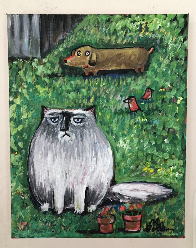 Melissa Bollen Cat Dachshund original painting pets illustation acrylic