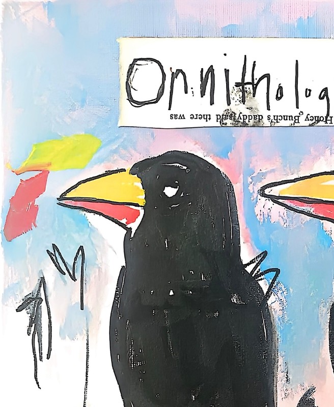 Original Neo Expressionist Acrylic 11x14 Canvas Crows Wall Art, Holly Hammond gallery