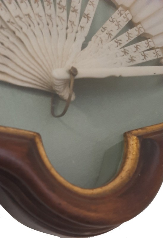 ANTIQUE FOLDING FAN WITH WOODEN FRAME gallery