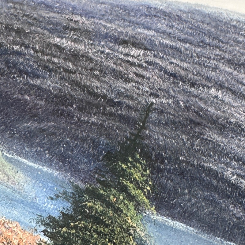 P Wilson Signed Original Oil on Canvas Landscape Painting Sheep Lake Mountain gallery
