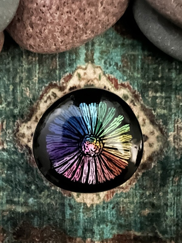 Acrylic Hand Painted Rainbow Flower Rock