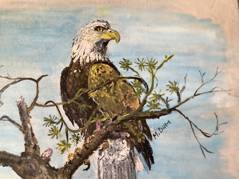Original Artist Signed Oil Painting Bald Eagle On Art Panel Handmade USA