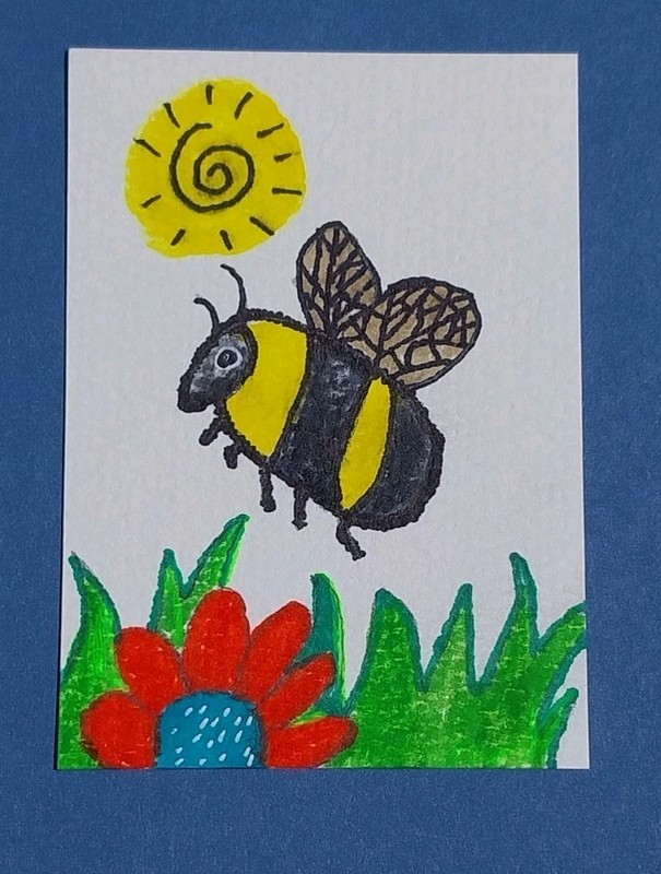 Bumble Bee ACEO ATC Art HandPainted Original Painting 3.5×2.5 Honey Bee 🐝