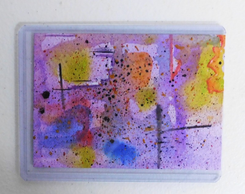 ACEO Modern Abstract Painting in Magnetic Frame Original Art by Rain Crow gallery