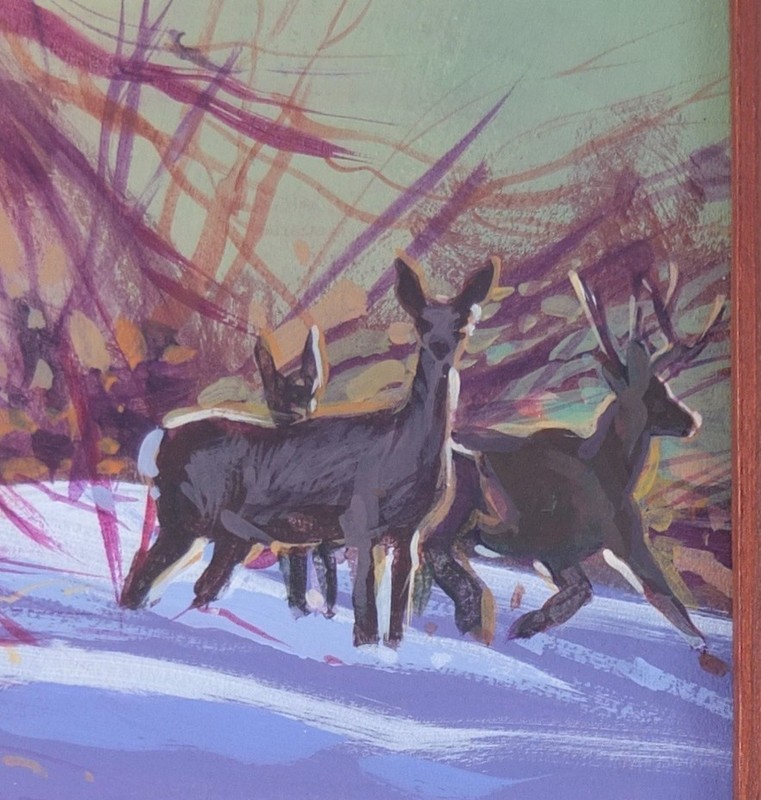 Glen Edwards Signed Acrylic On Board Painting "The Trackers" In Custom Frame gallery