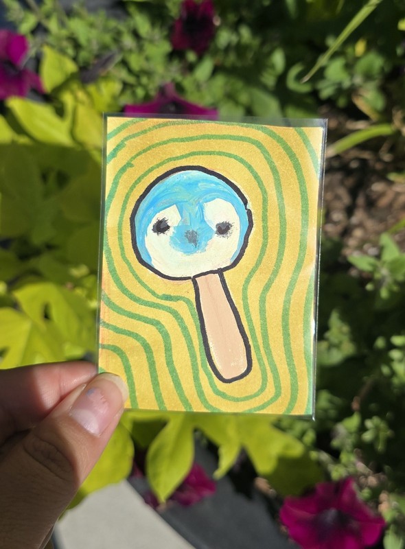 ACEO Popsicle Emporer Penguin Acrylic/Marker On Paper Original Art 2.5 X 3.5
