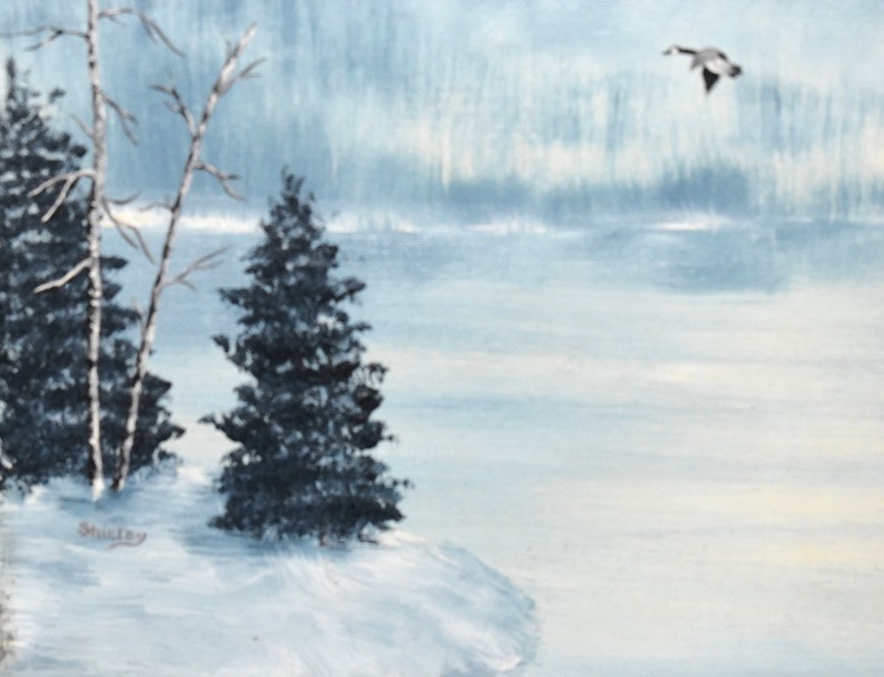 Shirley A. Jackson "Snow And Ice" Original Oil Painting 18" X 14" Frozen Lake gallery