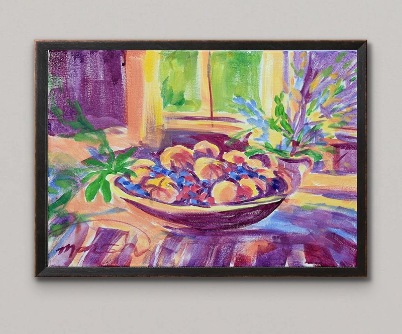 Original Bold 11×14 Impressionist Still Life Painting Acrylic Canvas Signed