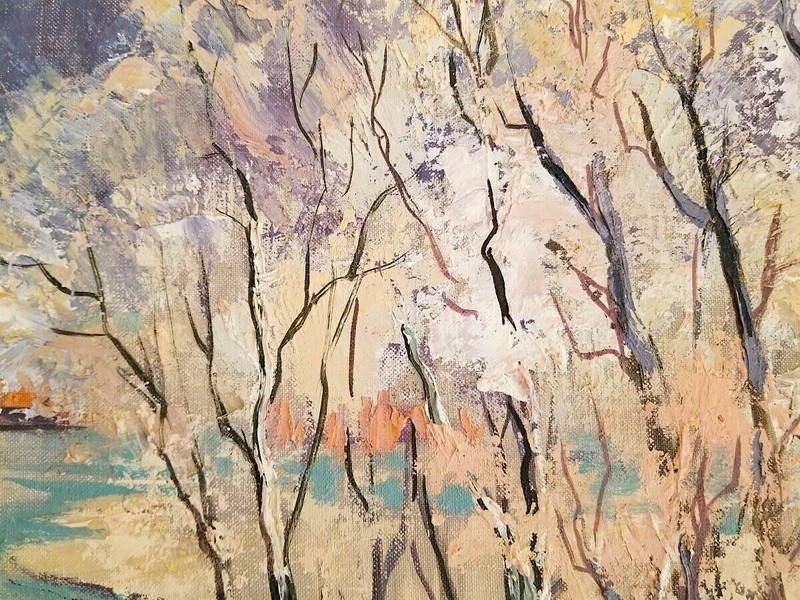 Louie Ewing Rare Original Oil Painting Rio Grande Canyon Taos New Mexico 22x28 gallery
