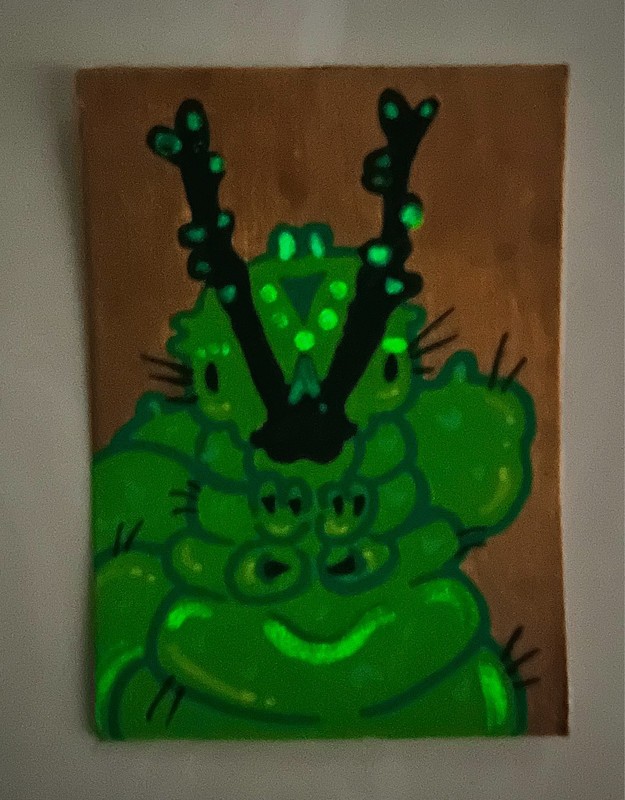 ACEO Original Caterpillar Insect Bug Stylized Acrylic Art Cards Glow in Dark gallery