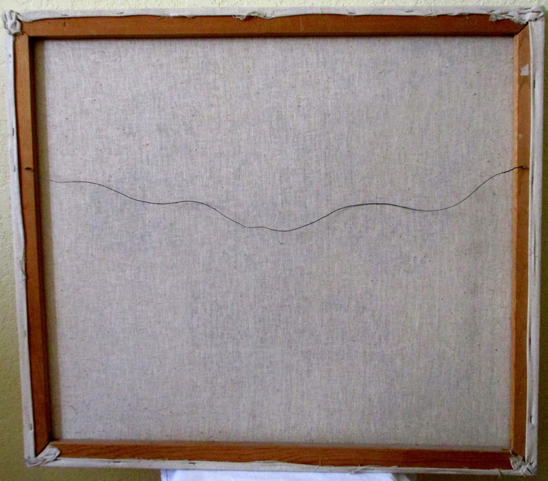 Original “Rapa Nui” Abstract Painting on Textured Cloth Signed Mike Beede 1975 gallery