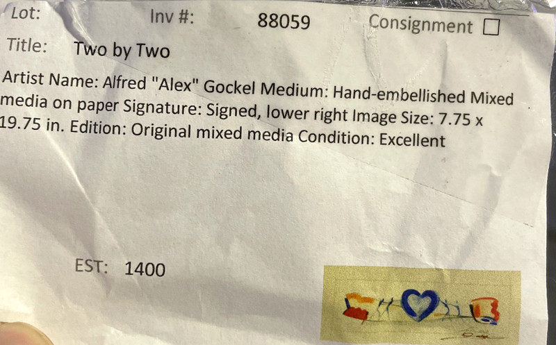 🔥ALFRED GOCKEL 'TWO BY TWO" Hand Signed Mix Media Hand Ebellished gallery
