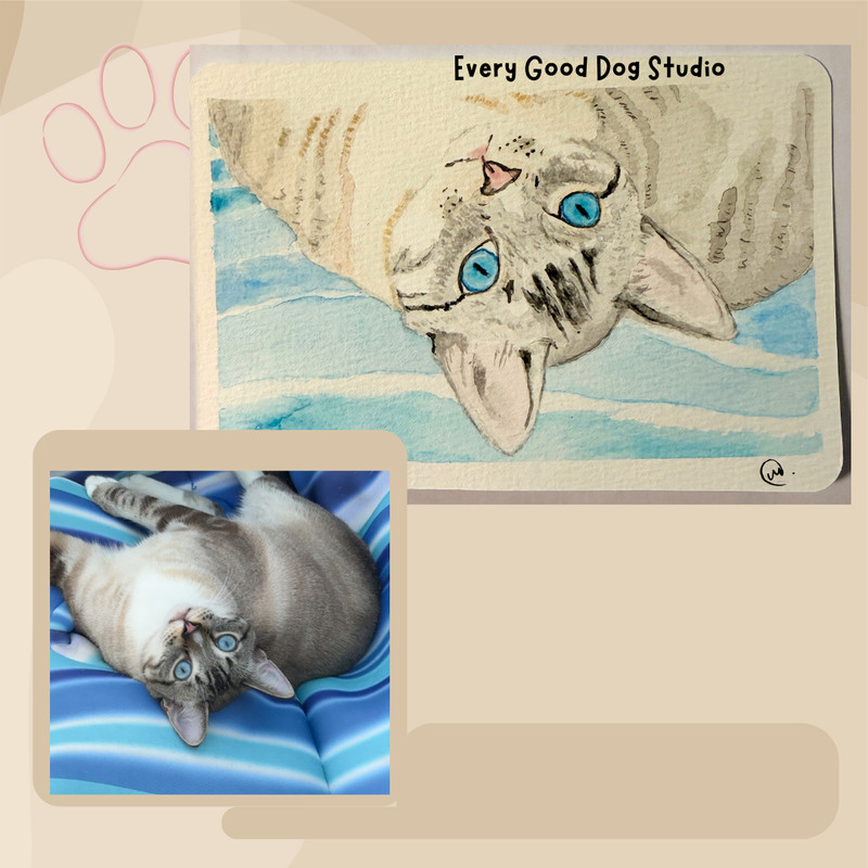 Custom Pet Portrait Watercolor ACEO Hand-Painted from Your Photo | 2.5 X3.5 gallery