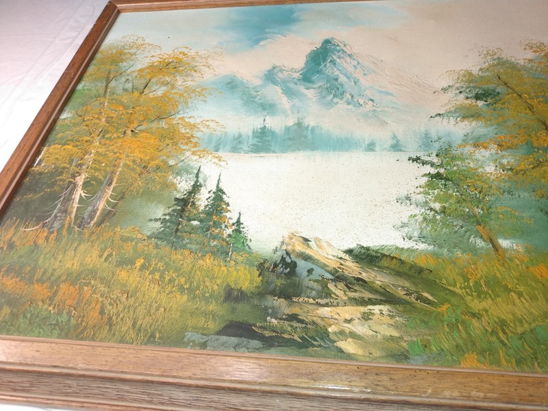 beautiful painting of a mountain in a solid wood frame 22 1/2 "Lx18 1/2"H gallery