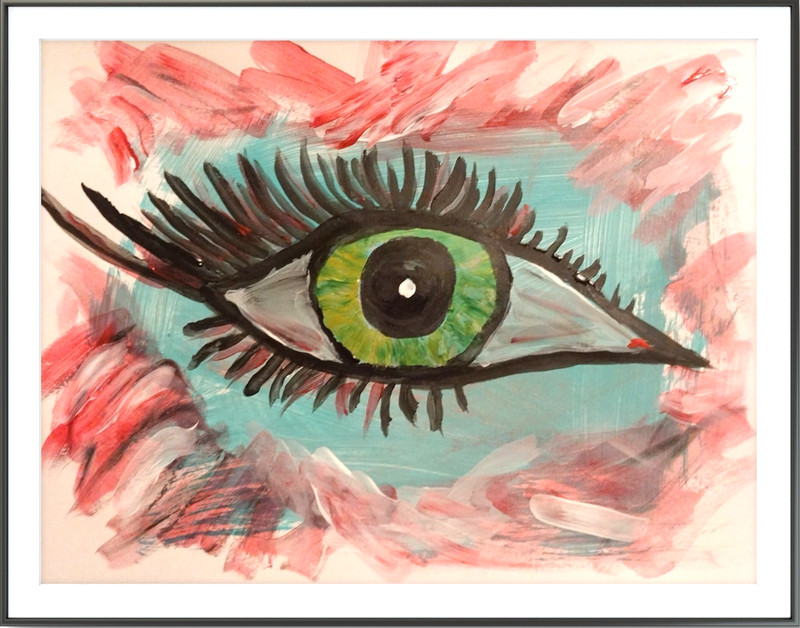 Modern Colorful Eye 11x14  Original Bold Signed Paper Wall Art Acrylic BACH