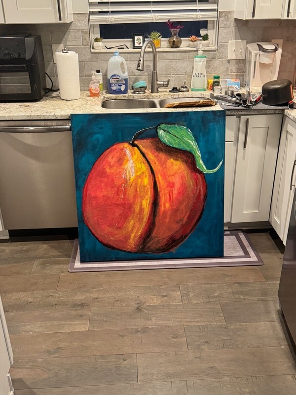 Original Fauvist Expressionist Peach Painting 36x36 Acrylic on Canvas Modern Art gallery