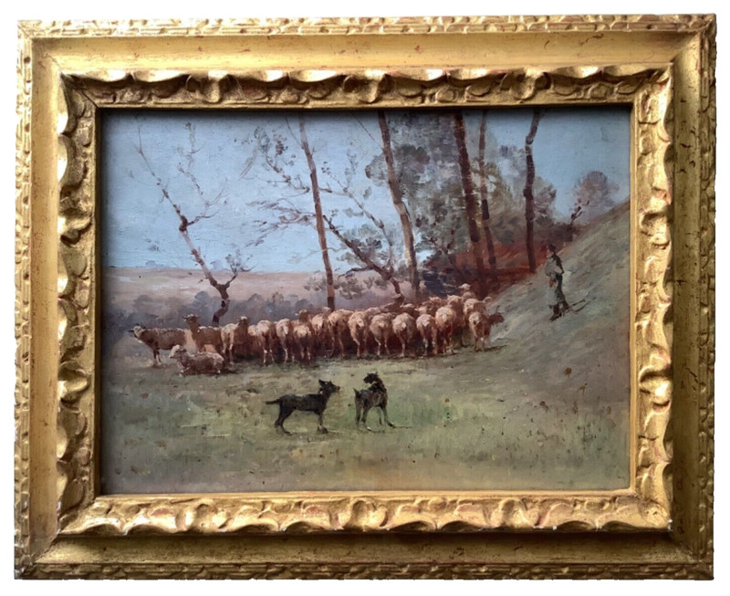 Impressionism Oil Painting – Sheeps in a Landscape Shepherd