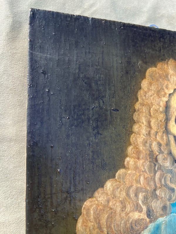 Memento Mori Baroque Style Oil on Wood Panel Portrait Painting a French Nobleman gallery