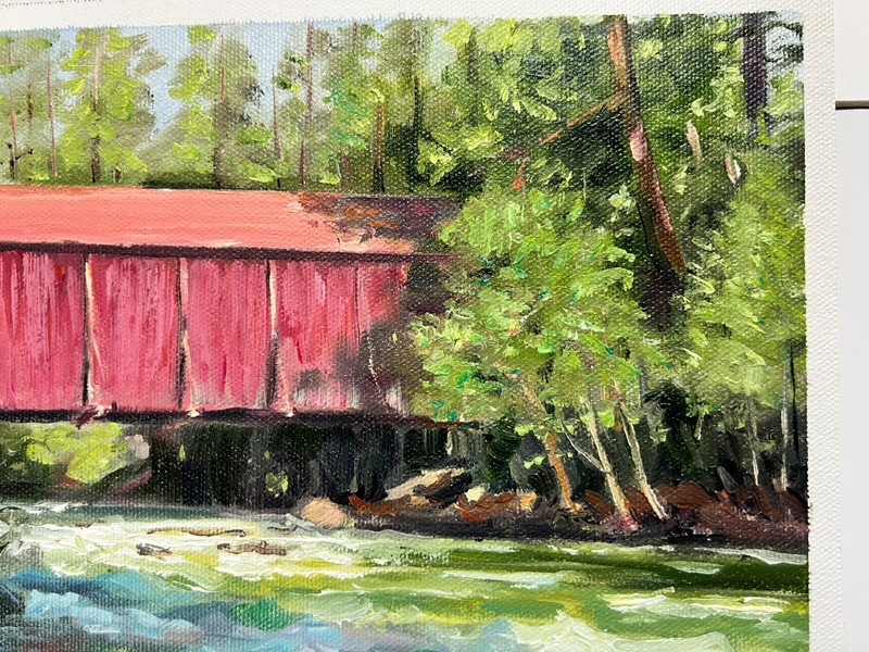 California Impressionism Oil on Canvas Yosemite's Wawona Bridge Plein Aire gallery