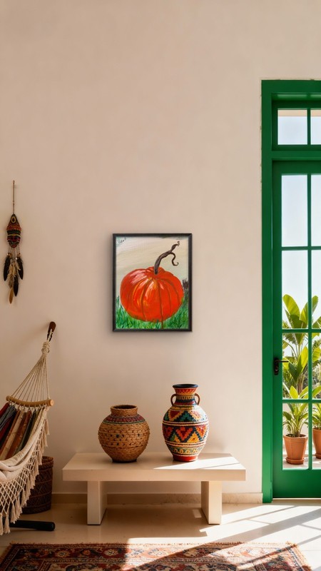 Pumpkin Contemporary Autumn Still Life Painting Art 8x10 Canvas Signed Kitchen gallery
