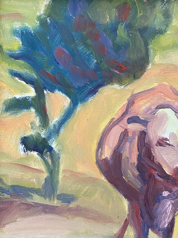California Impressionist Farm Animals Cattle Cow Portrait Landscape Oil Painting gallery