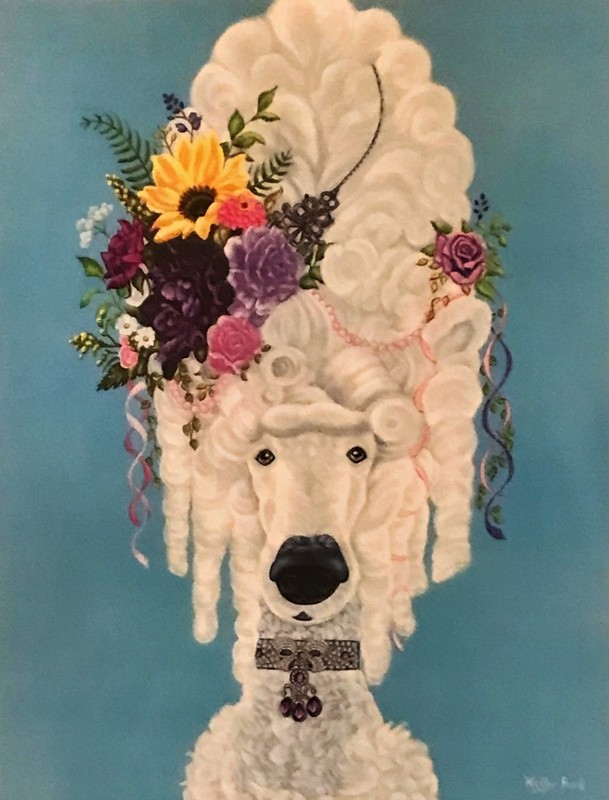 Original Whimsical Marie Antoinette Fancy French Poodle Dog Print 11 x 14
