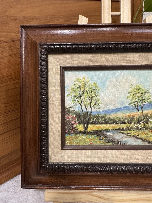 Vtg Eugene Schmidt Painting Spring Mountain Landscape Santa Barbara 5x7 Frame gallery