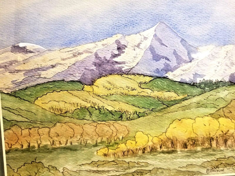 BEAUTIFUL NEW MEXICO LANDSCAPE WATERCOLOR by ABQ ARTIST BARBARA J BRISCOE ca1990 gallery
