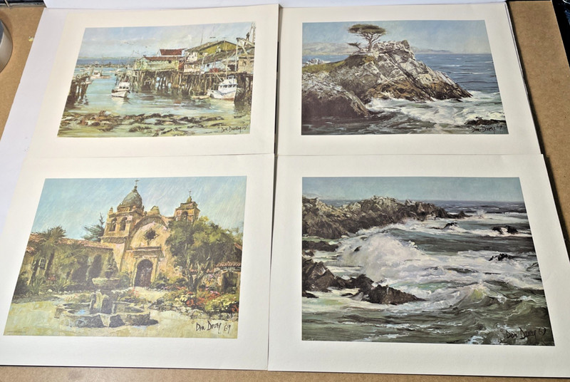 1969 Don Davey Set of 4-Pacific Coast Monterey Seascapes Portfolio Calif. Carmel gallery