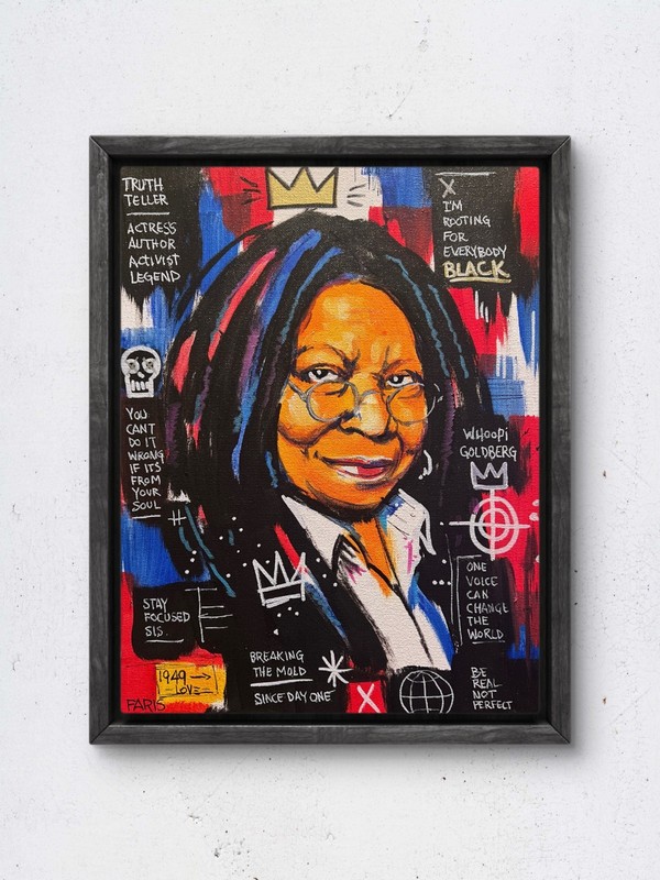 Faris Art-Whoopie Goldberg-11×14 Neo Expressionism Original Artwork on Canvas