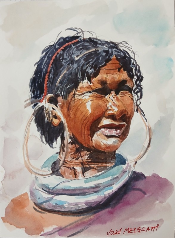 Original Small Watercolor «Portrait Study» 7.1/2″ X 5.1/2″
