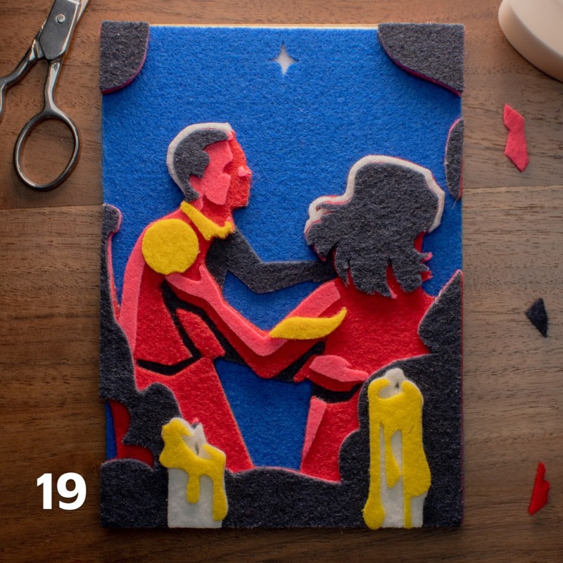 Original Felt Artwork 19/90, Animation Frame, 5×7 inches, 100% profit to Charity