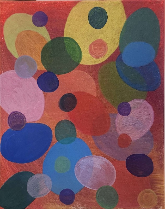 Mid Century Modern Abstract Acrylic Painting Colorful Art Original 11x14 gallery