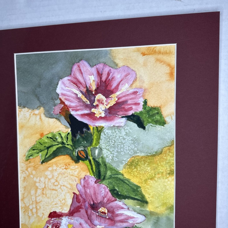 Floral Watercolor Painting Original Vintage Large Work On Paper 11”x14” Matted gallery