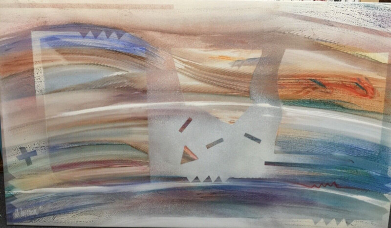 DANIEL LENCIONI ORIGINAL ABSTRACT PAINTING ON CANVAS WILL SHIP ROLLED IN A TUBE
