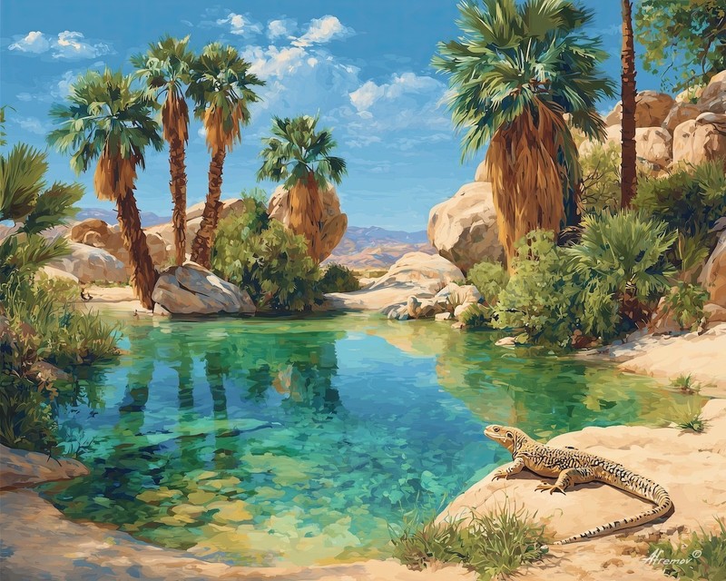 Leonid Afremov DESERT OASIS Oil Painting 24"x20" by Official Studio GICLEE