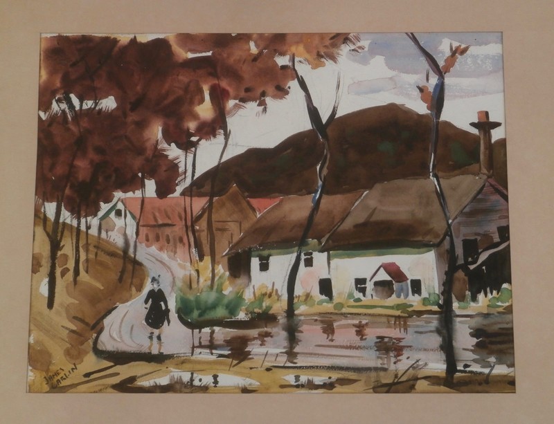 Woman on a Rainy Road on Way to Church-1940s/50s-W/C-James Carlin