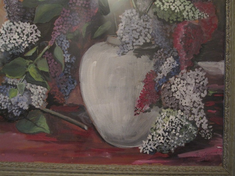 VINTAGE AMERICAN IMPRESSIONIST CUTTING LILACS TOLEDO OHIO MUSEUM OF ART PAINTING gallery