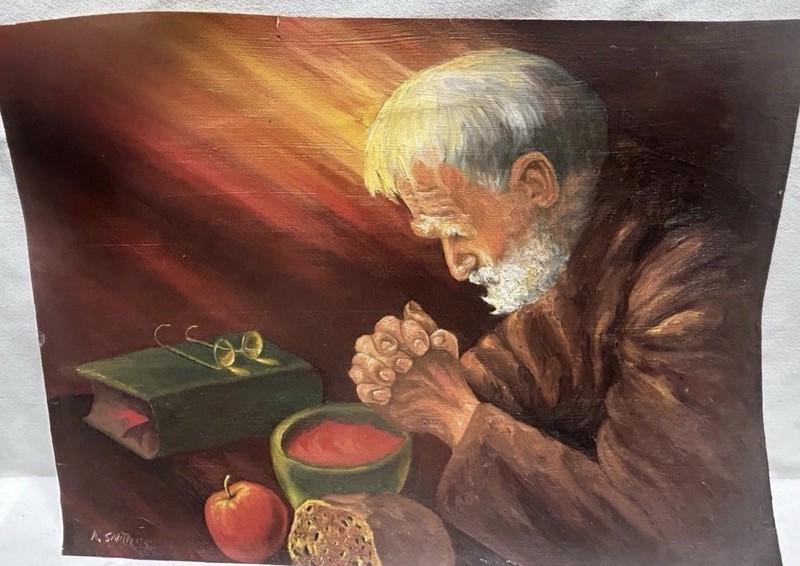 Vtg Original Artwork Alan Smith GRACE/SILENT PRAYER of Eric Enstrom Photo SIGNED gallery