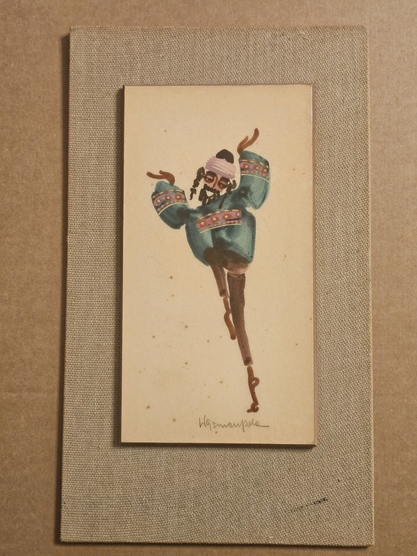 Pola Weizman Hand Painted Panel From «Isreal Types» Series Dancing Man