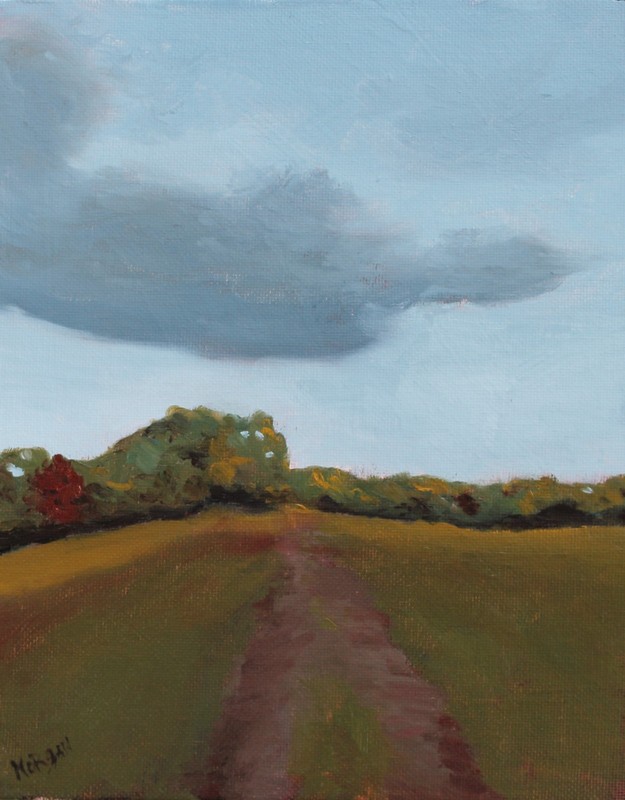 Sunlit Fields Landscape Painting – Country Path, Autumn Trees & Nature Wall Art