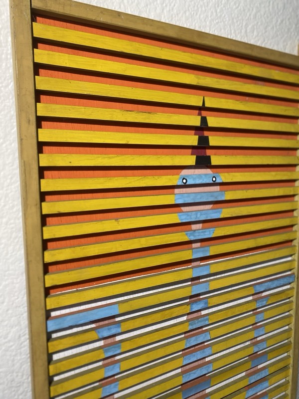 Agam Style Mid Century Op Art Painting Wood Sculpture Very Cool 1950s Mystery gallery